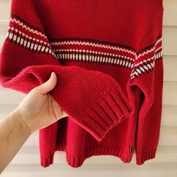 Vintage American Eagle red wool sweater fair isle - Picture 8 of 10